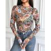ZEAGOO Womens Mesh Long Sleeve Tops Mock Neck Going Out See Through Shirts Sexy Sheer Blouses Clubwear S-XXL(Wf66)