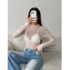 ZEAGOO Womens Mesh Long Sleeve Tops Mock Neck Going Out See Through Shirts Sexy Sheer Blouses Clubwear S-XXL(White)