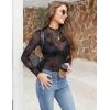 ZEAGOO Womens Mesh Long Sleeve Tops Mock Neck Going Out See Through Shirts Sexy Sheer Blouses Clubwear S-XXL(Ws13)