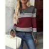 ZEAGOO Womens Sweaters Long Sleeve Tops Crew Neck Knit Pullover Sweaters Fall Fashion 2026 Dressy Casual Basic Clothes(Red Black)