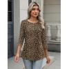 Zeagoo 3/4 Length Sleeve Women Tops Crew Neck Blouses Dressy Casual Summer T Shirts Loose Fit Business Work Clothes(An136-leopard Print)