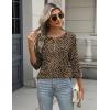 Zeagoo 3/4 Length Sleeve Women Tops Crew Neck Blouses Dressy Casual Summer T Shirts Loose Fit Business Work Clothes(An136-leopard Print)