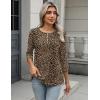 Zeagoo 3/4 Length Sleeve Women Tops Crew Neck Blouses Dressy Casual Summer T Shirts Loose Fit Business Work Clothes(An136-leopard Print)