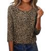 Zeagoo 3/4 Length Sleeve Women Tops Crew Neck Blouses Dressy Casual Summer T Shirts Loose Fit Business Work Clothes(An136-leopard Print)