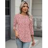 Zeagoo 3/4 Length Sleeve Women Tops Crew Neck Blouses Dressy Casual Summer T Shirts Loose Fit Business Work Clothes(An18-pink Love)