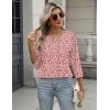 Zeagoo 3/4 Length Sleeve Women Tops Crew Neck Blouses Dressy Casual Summer T Shirts Loose Fit Business Work Clothes(An18-pink Love)