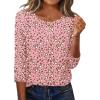 Zeagoo 3/4 Length Sleeve Women Tops Crew Neck Blouses Dressy Casual Summer T Shirts Loose Fit Business Work Clothes(An18-pink Love)