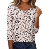 Zeagoo 3/4 Length Sleeve Women Tops Crew Neck Blouses Dressy Casual Summer T Shirts Loose Fit Business Work Clothes(An443-apricot)
