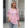 Zeagoo 3/4 Length Sleeve Women Tops Crew Neck Blouses Dressy Casual Summer T Shirts Loose Fit Business Work Clothes(Bf312-pink)
