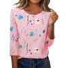 Zeagoo 3/4 Length Sleeve Women Tops Crew Neck Blouses Dressy Casual Summer T Shirts Loose Fit Business Work Clothes(Bf312-pink)