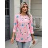 Zeagoo 3/4 Length Sleeve Women Tops Crew Neck Blouses Dressy Casual Summer T Shirts Loose Fit Business Work Clothes(Bf312-pink)