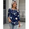 Zeagoo 3/4 Length Sleeve Women Tops Crew Neck Blouses Dressy Casual Summer T Shirts Loose Fit Business Work Clothes(Bf318-navy Flower)