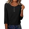 Zeagoo 3/4 Length Sleeve Women Tops Crew Neck Blouses Dressy Casual Summer T Shirts Loose Fit Business Work Clothes(Black)