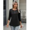 Zeagoo 3/4 Length Sleeve Women Tops Crew Neck Blouses Dressy Casual Summer T Shirts Loose Fit Business Work Clothes(Black)