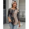 Zeagoo 3/4 Length Sleeve Women Tops Crew Neck Blouses Dressy Casual Summer T Shirts Loose Fit Business Work Clothes(Cx278-multicolor)