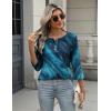 Zeagoo 3/4 Length Sleeve Women Tops Crew Neck Blouses Dressy Casual Summer T Shirts Loose Fit Business Work Clothes(Cx287-blue Green)