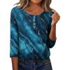 Zeagoo 3/4 Length Sleeve Women Tops Crew Neck Blouses Dressy Casual Summer T Shirts Loose Fit Business Work Clothes(Cx287-blue Green)
