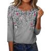 Zeagoo 3/4 Length Sleeve Women Tops Crew Neck Blouses Dressy Casual Summer T Shirts Loose Fit Business Work Clothes(Hf36-grey Leaves)
