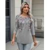 Zeagoo 3/4 Length Sleeve Women Tops Crew Neck Blouses Dressy Casual Summer T Shirts Loose Fit Business Work Clothes(Hf36-grey Leaves)