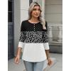 Zeagoo 3/4 Length Sleeve Women Tops Crew Neck Blouses Dressy Casual Summer T Shirts Loose Fit Business Work Clothes(Jh519-color Block)