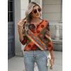 Zeagoo 3/4 Length Sleeve Women Tops Crew Neck Blouses Dressy Casual Summer T Shirts Loose Fit Business Work Clothes(Jh544-red Print)