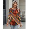 Zeagoo 3/4 Length Sleeve Women Tops Crew Neck Blouses Dressy Casual Summer T Shirts Loose Fit Business Work Clothes(Jh544-red Print)