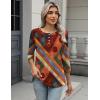 Zeagoo 3/4 Length Sleeve Women Tops Crew Neck Blouses Dressy Casual Summer T Shirts Loose Fit Business Work Clothes(Jh544-red Print)