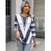 Zeagoo 3/4 Length Sleeve Women Tops Crew Neck Blouses Dressy Casual Summer T Shirts Loose Fit Business Work Clothes(Jh563-white Blue)