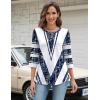 Zeagoo 3/4 Length Sleeve Women Tops Crew Neck Blouses Dressy Casual Summer T Shirts Loose Fit Business Work Clothes(Jh563-white Blue)