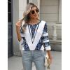 Zeagoo 3/4 Length Sleeve Women Tops Crew Neck Blouses Dressy Casual Summer T Shirts Loose Fit Business Work Clothes(Jh563-white Blue)