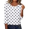 Zeagoo 3/4 Length Sleeve Women Tops Crew Neck Blouses Dressy Casual Summer T Shirts Loose Fit Business Work Clothes(Jh592-polka Dots)