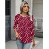 Zeagoo 3/4 Length Sleeve Women Tops Crew Neck Blouses Dressy Casual Summer T Shirts Loose Fit Business Work Clothes(Kt52-red Love)