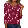 Zeagoo 3/4 Length Sleeve Women Tops Crew Neck Blouses Dressy Casual Summer T Shirts Loose Fit Business Work Clothes(Kt52-red Love)