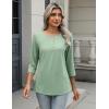 Zeagoo 3/4 Length Sleeve Women Tops Crew Neck Blouses Dressy Casual Summer T Shirts Loose Fit Business Work Clothes(Light Green)
