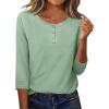 Zeagoo 3/4 Length Sleeve Women Tops Crew Neck Blouses Dressy Casual Summer T Shirts Loose Fit Business Work Clothes(Light Green)