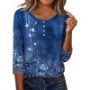 Zeagoo 3/4 Length Sleeve Women Tops Crew Neck Blouses Dressy Casual Summer T Shirts Loose Fit Business Work Clothes(Mz712-blue)