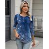Zeagoo 3/4 Length Sleeve Women Tops Crew Neck Blouses Dressy Casual Summer T Shirts Loose Fit Business Work Clothes(Mz712-blue)