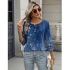 Zeagoo 3/4 Length Sleeve Women Tops Crew Neck Blouses Dressy Casual Summer T Shirts Loose Fit Business Work Clothes(Mz712-blue)