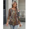 Zeagoo 3/4 Length Sleeve Women Tops Crew Neck Blouses Dressy Casual Summer T Shirts Loose Fit Business Work Clothes(Mz721)