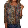 Zeagoo 3/4 Length Sleeve Women Tops Crew Neck Blouses Dressy Casual Summer T Shirts Loose Fit Business Work Clothes(Mz721)