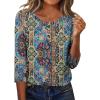 Zeagoo 3/4 Length Sleeve Women Tops Crew Neck Blouses Dressy Casual Summer T Shirts Loose Fit Business Work Clothes(Mz779)