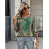 Zeagoo 3/4 Length Sleeve Women Tops Crew Neck Blouses Dressy Casual Summer T Shirts Loose Fit Business Work Clothes(Mz808-green)
