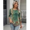 Zeagoo 3/4 Length Sleeve Women Tops Crew Neck Blouses Dressy Casual Summer T Shirts Loose Fit Business Work Clothes(Mz808-green)
