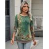 Zeagoo 3/4 Length Sleeve Women Tops Crew Neck Blouses Dressy Casual Summer T Shirts Loose Fit Business Work Clothes(Mz808-green)