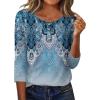 Zeagoo 3/4 Length Sleeve Women Tops Crew Neck Blouses Dressy Casual Summer T Shirts Loose Fit Business Work Clothes(Mz837-blue Green)