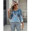 Zeagoo 3/4 Length Sleeve Women Tops Crew Neck Blouses Dressy Casual Summer T Shirts Loose Fit Business Work Clothes(Mz837-blue Green)