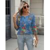 Zeagoo 3/4 Length Sleeve Women Tops Crew Neck Blouses Dressy Casual Summer T Shirts Loose Fit Business Work Clothes(Mz876-blue Print)