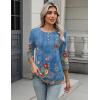 Zeagoo 3/4 Length Sleeve Women Tops Crew Neck Blouses Dressy Casual Summer T Shirts Loose Fit Business Work Clothes(Mz876-blue Print)