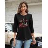 Zeagoo 3/4 Length Sleeve Women Tops Crew Neck Blouses Dressy Casual Summer T Shirts Loose Fit Business Work Clothes(Sd487-black)