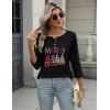 Zeagoo 3/4 Length Sleeve Women Tops Crew Neck Blouses Dressy Casual Summer T Shirts Loose Fit Business Work Clothes(Sd487-black)